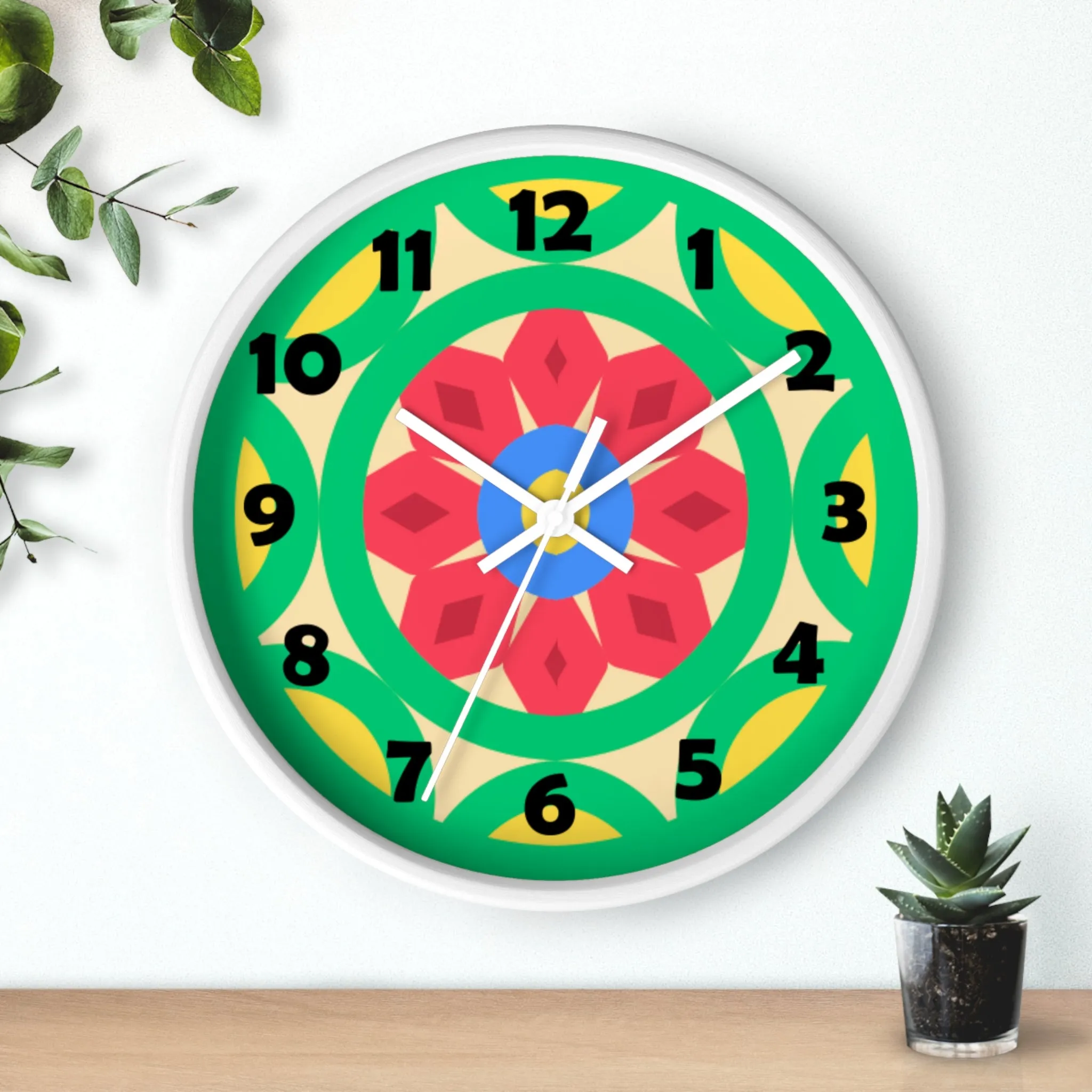 Green Mandala Wall Clock