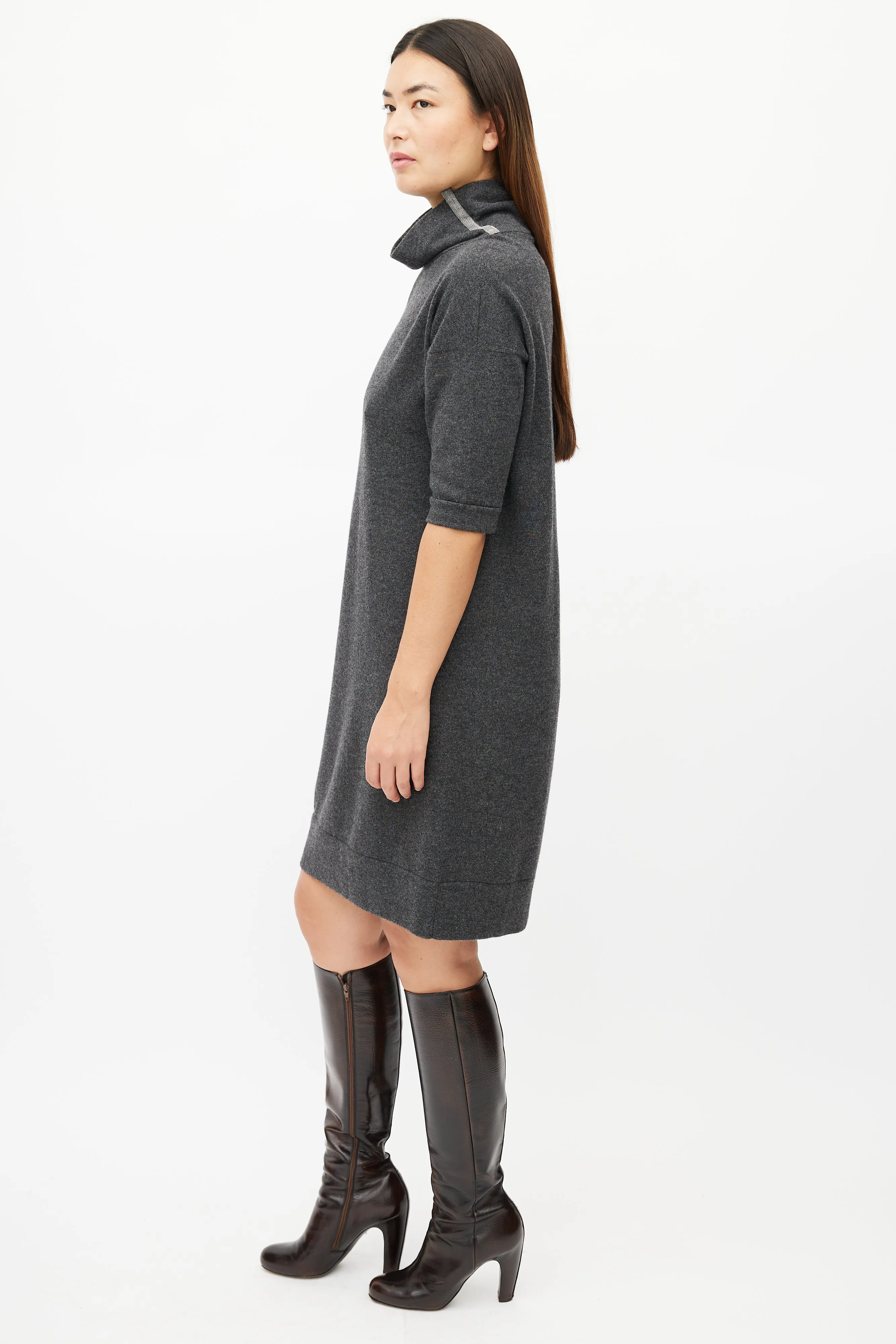 Grey Cashmere Monili Sweater Dress