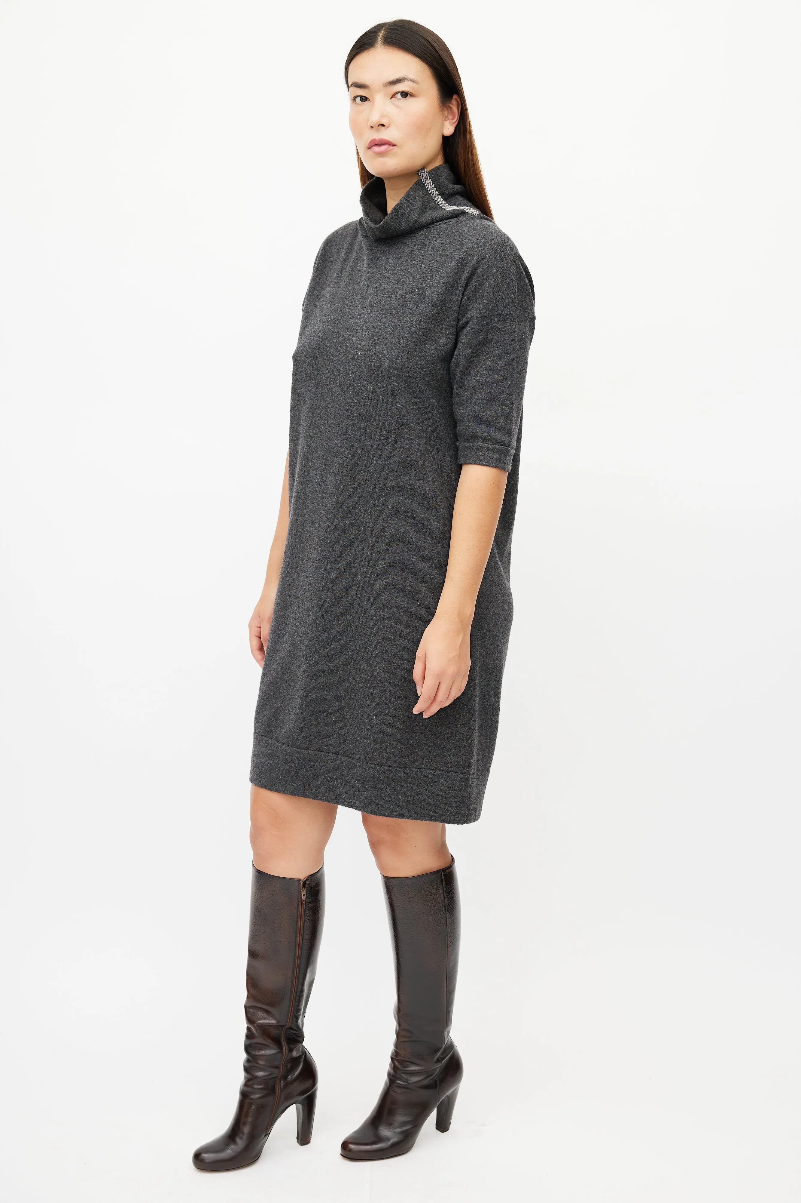 Grey Cashmere Monili Sweater Dress