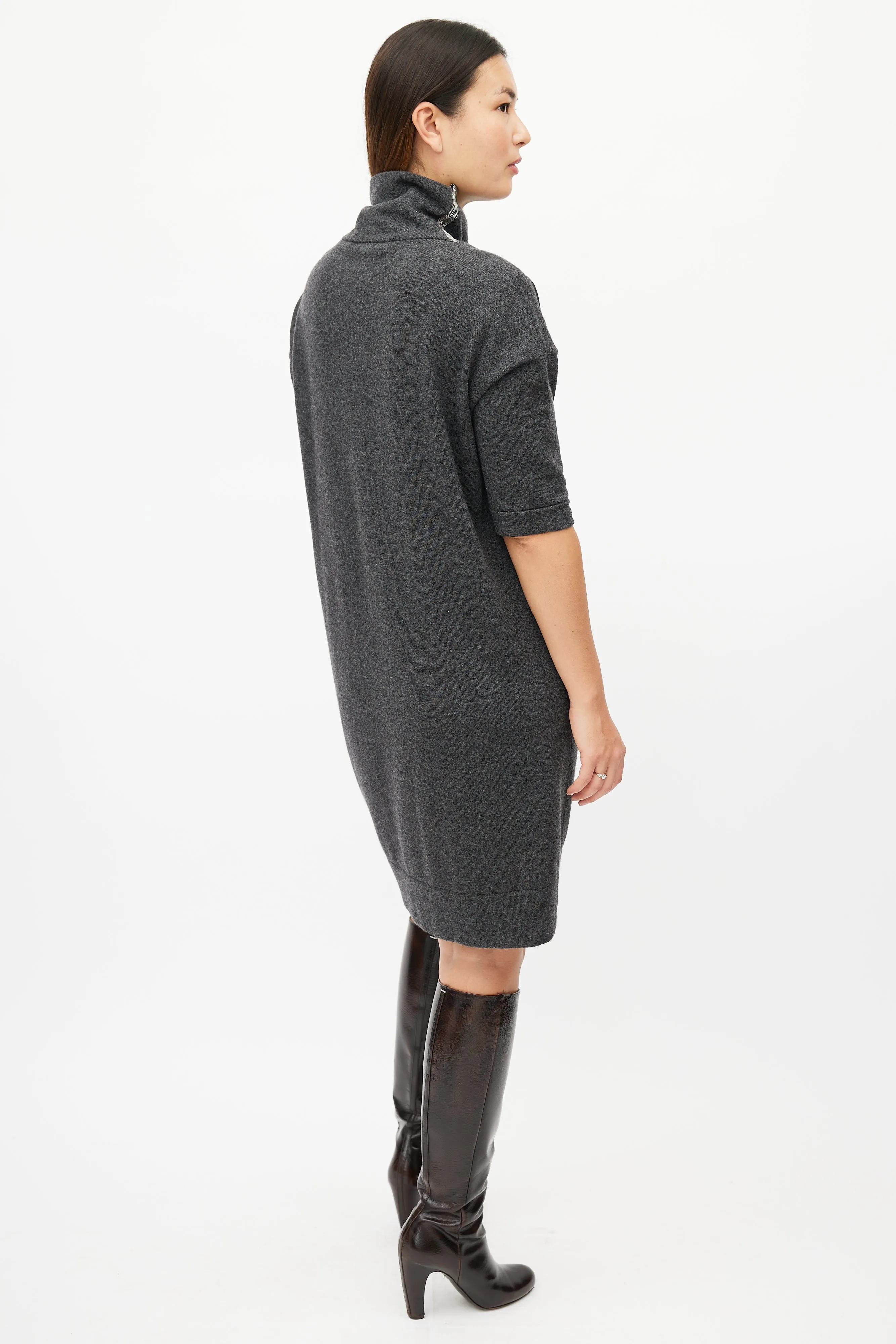 Grey Cashmere Monili Sweater Dress