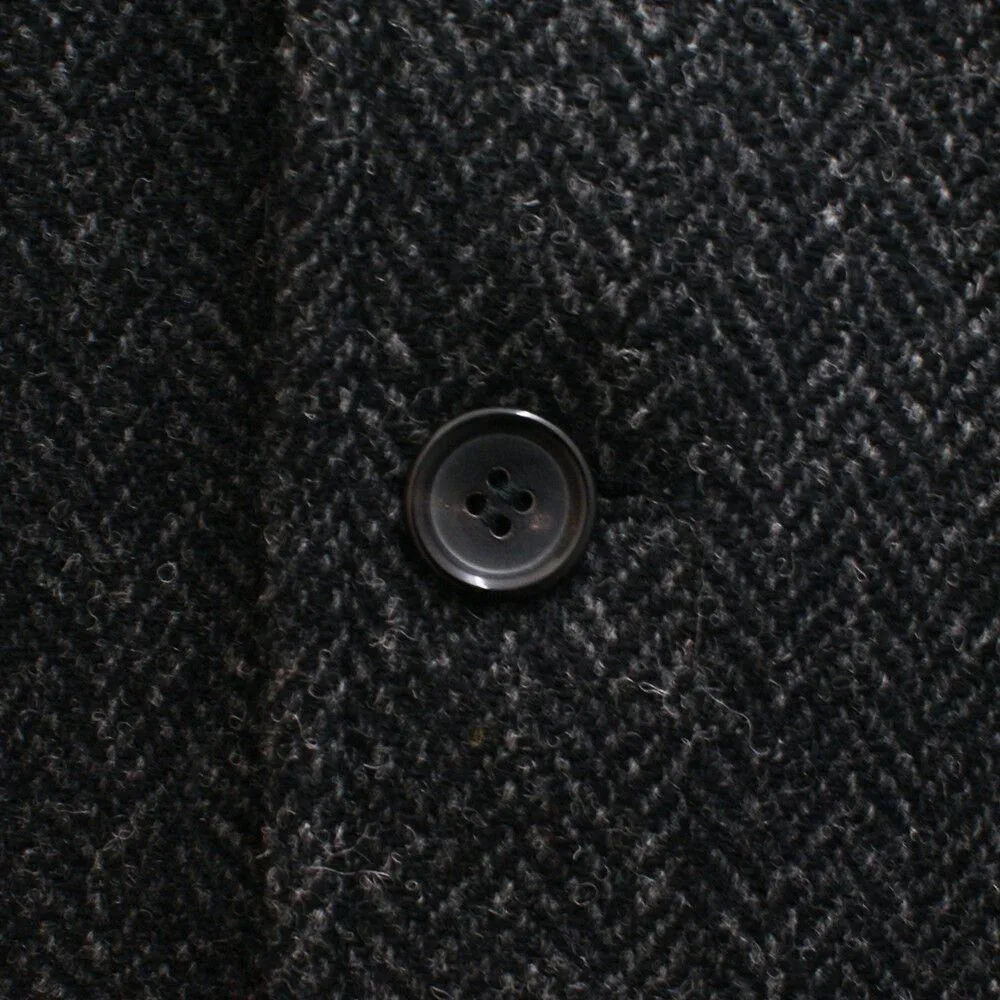 Grey Herringbone Tweed Wool Coat