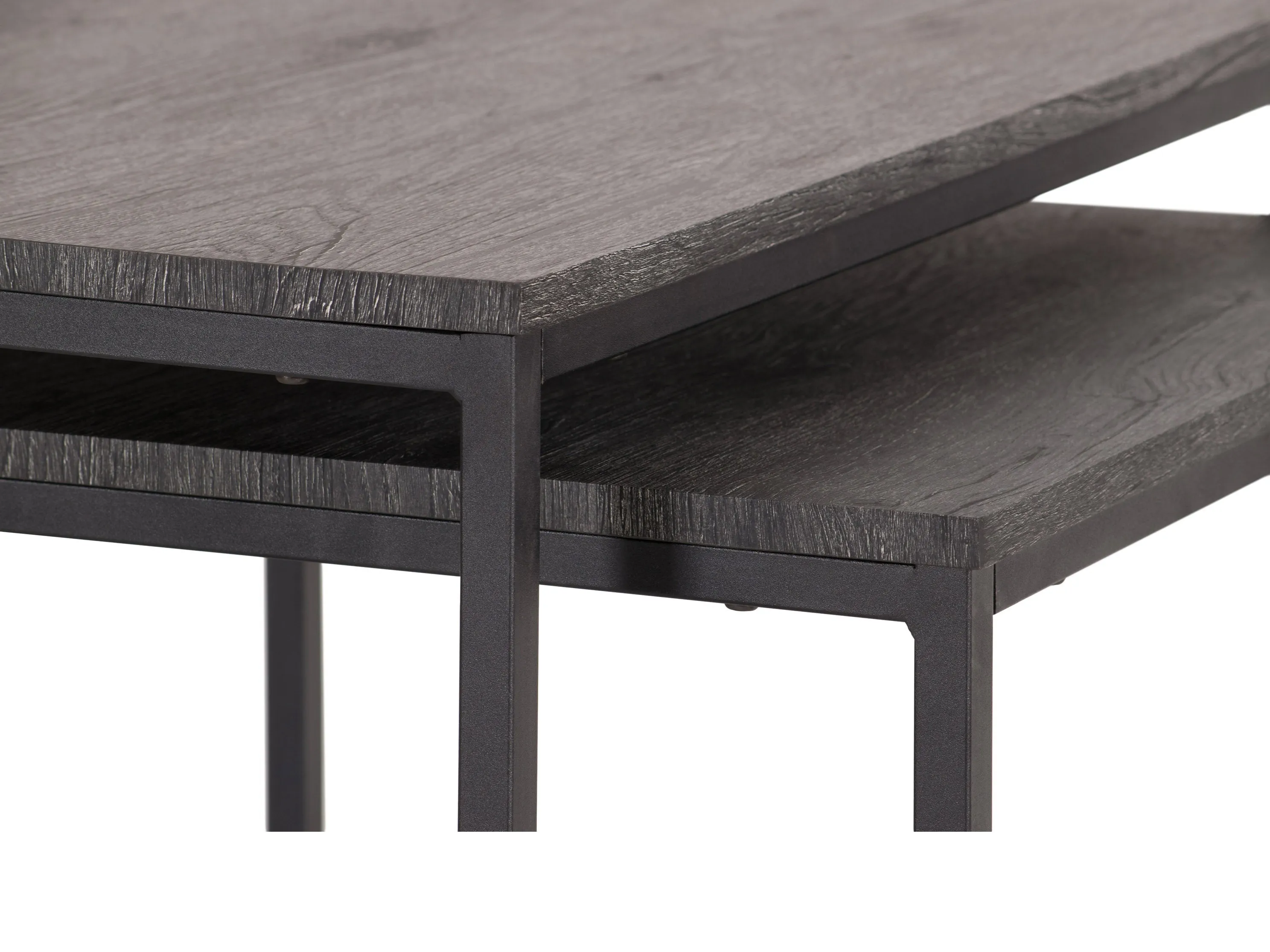 Grey Wood Square Nesting Coffee Tables