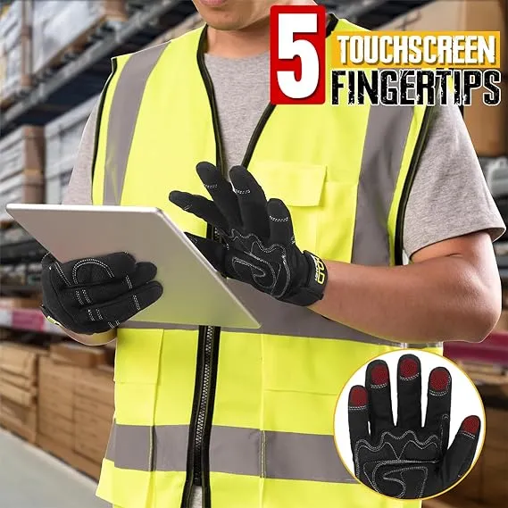 HANDLANDY Work Gloves for Men & Women, Utility Mechanic Working Gloves Touch Screen, Flexible Yard Work Gloves 6139