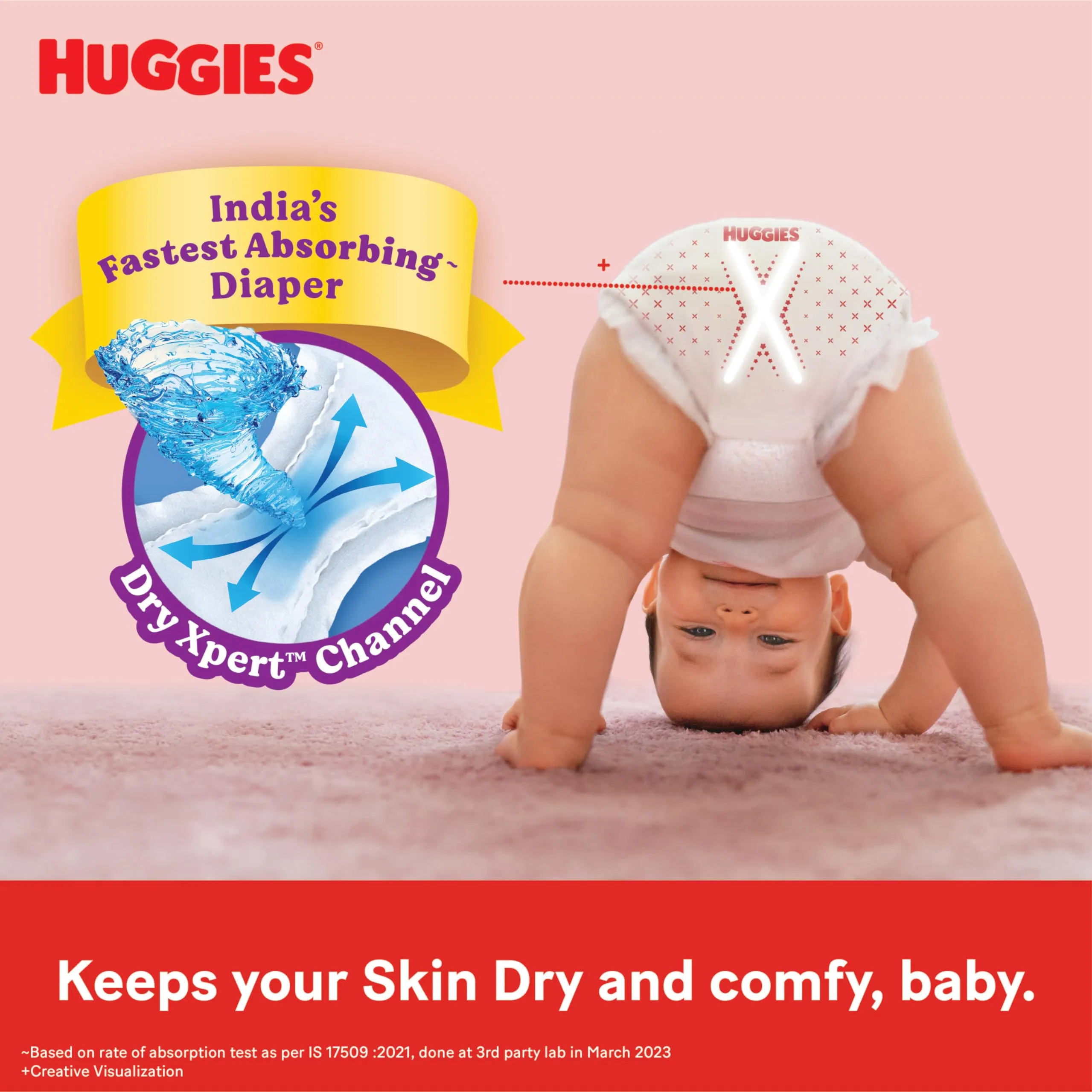 Huggies Complete Comfort Wonder Pants Small (S) Size (4-8 Kgs) Baby Diaper Pants, 112 count| India's Fastest Absorbing Diaper with upto 4x faster absorption | Unique Dry Xpert Channel