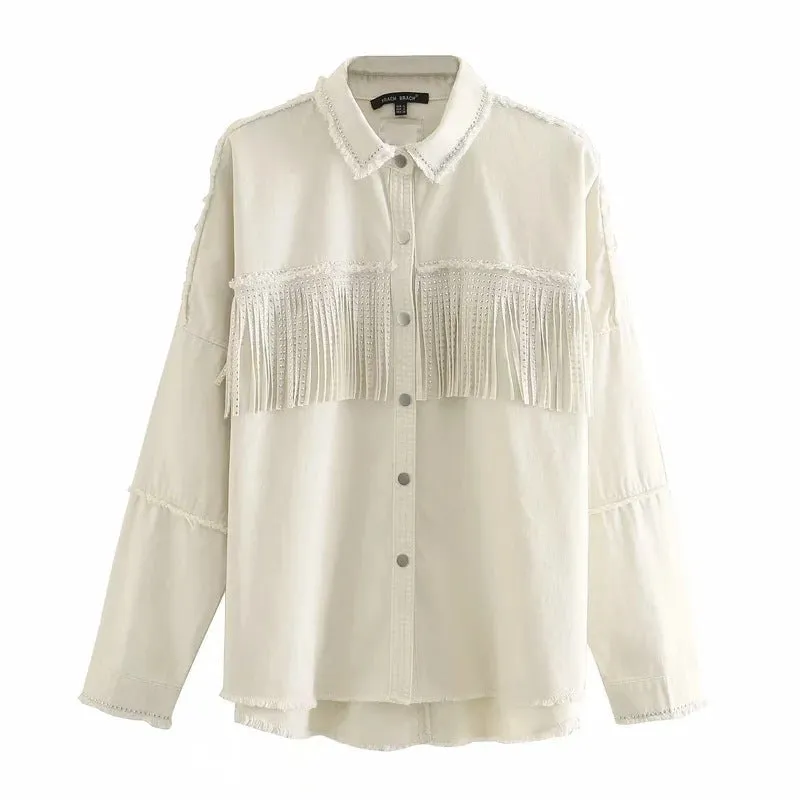 Jacket with fringed rivets