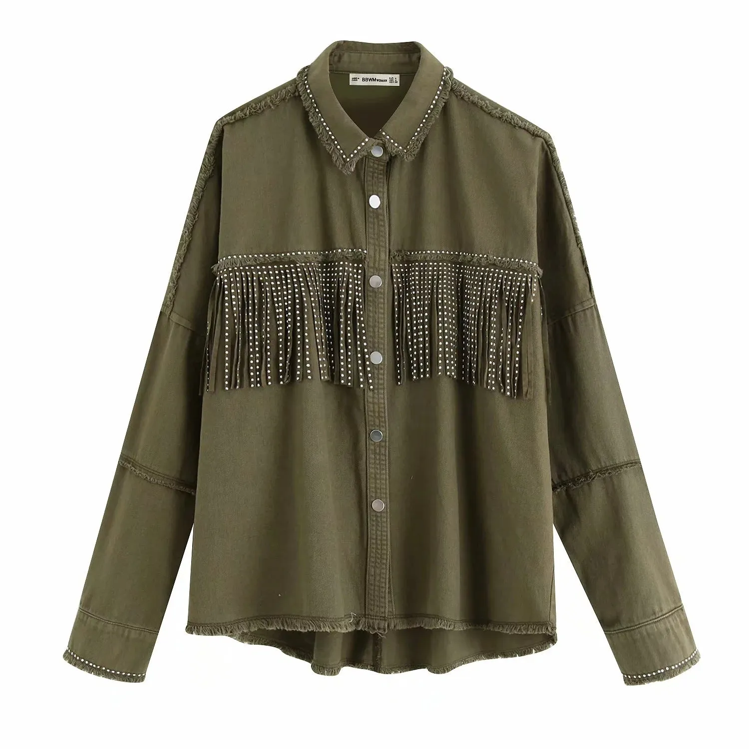 Jacket with fringed rivets