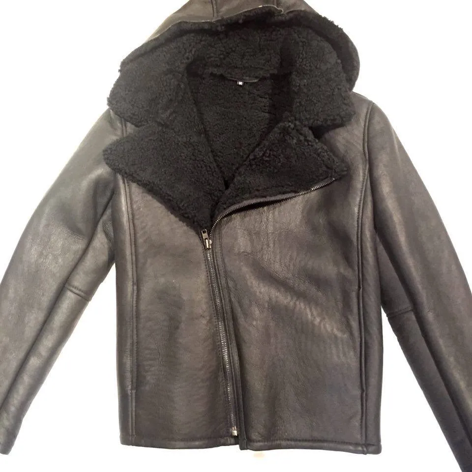 Jakewood Black Shearling Biker Style Jacket