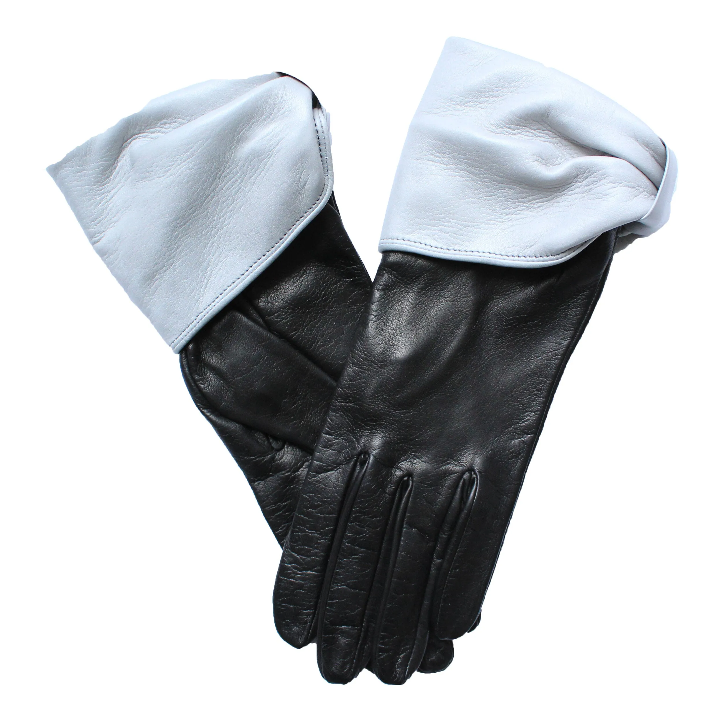 Julie - Women's Silk Lined Leather Gloves with Bow Cuff