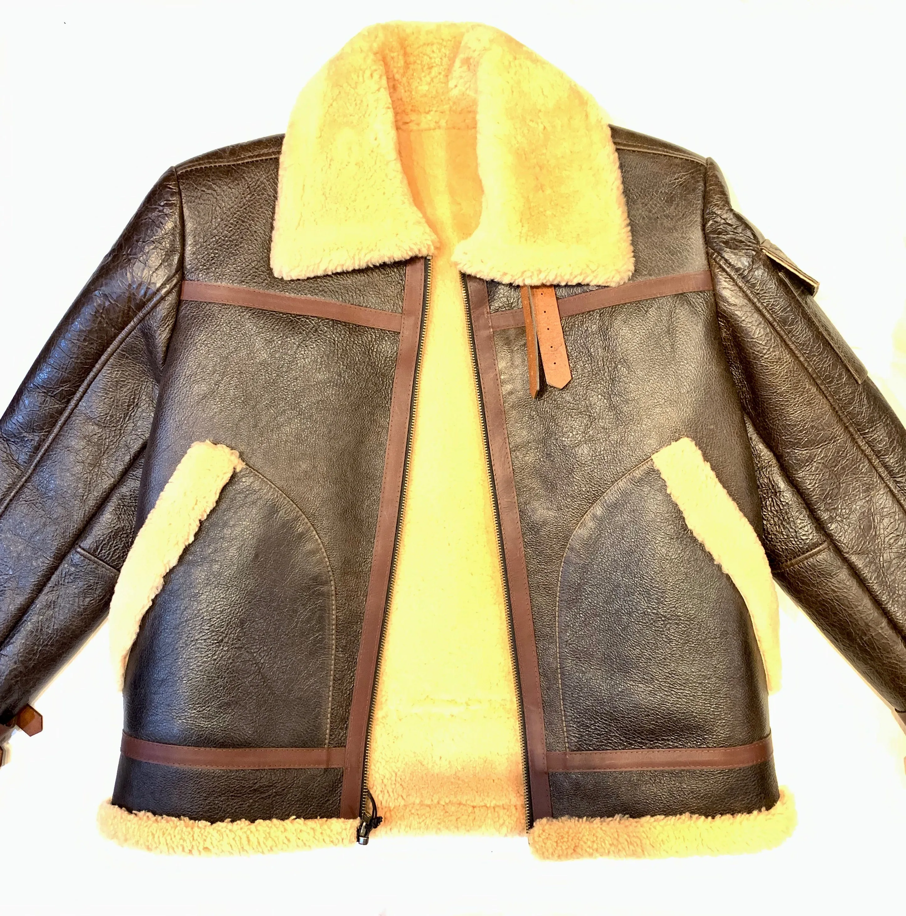 Kashani Chocolate Aviator Flight Shearling Jacket