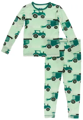 KicKee Pants Pistachio Tractor L/S Pajama Set