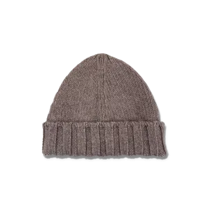 Knitted Pure Cashmere Beanie in Sand