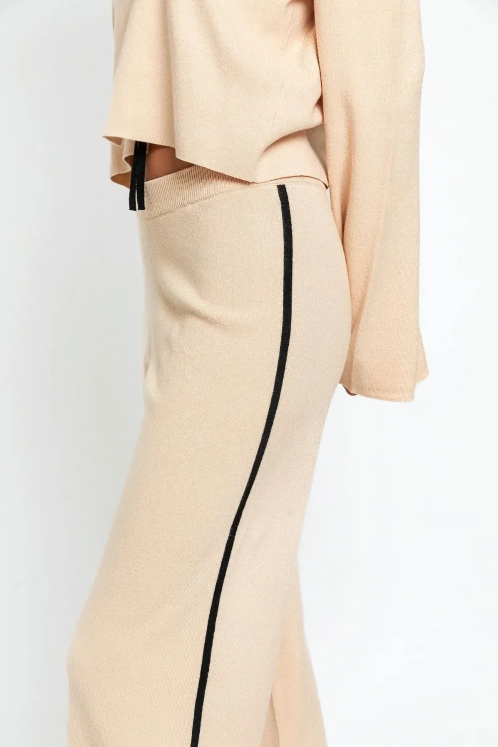 LE LIS COLLECTION Contrast Trim High Waist Wide Leg Sweater Pants