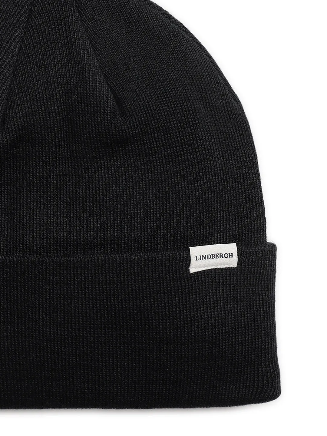 Lindbergh Men Black Solid Beanie Cap