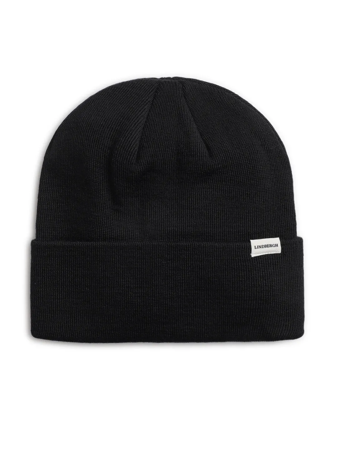 Lindbergh Men Black Solid Beanie Cap