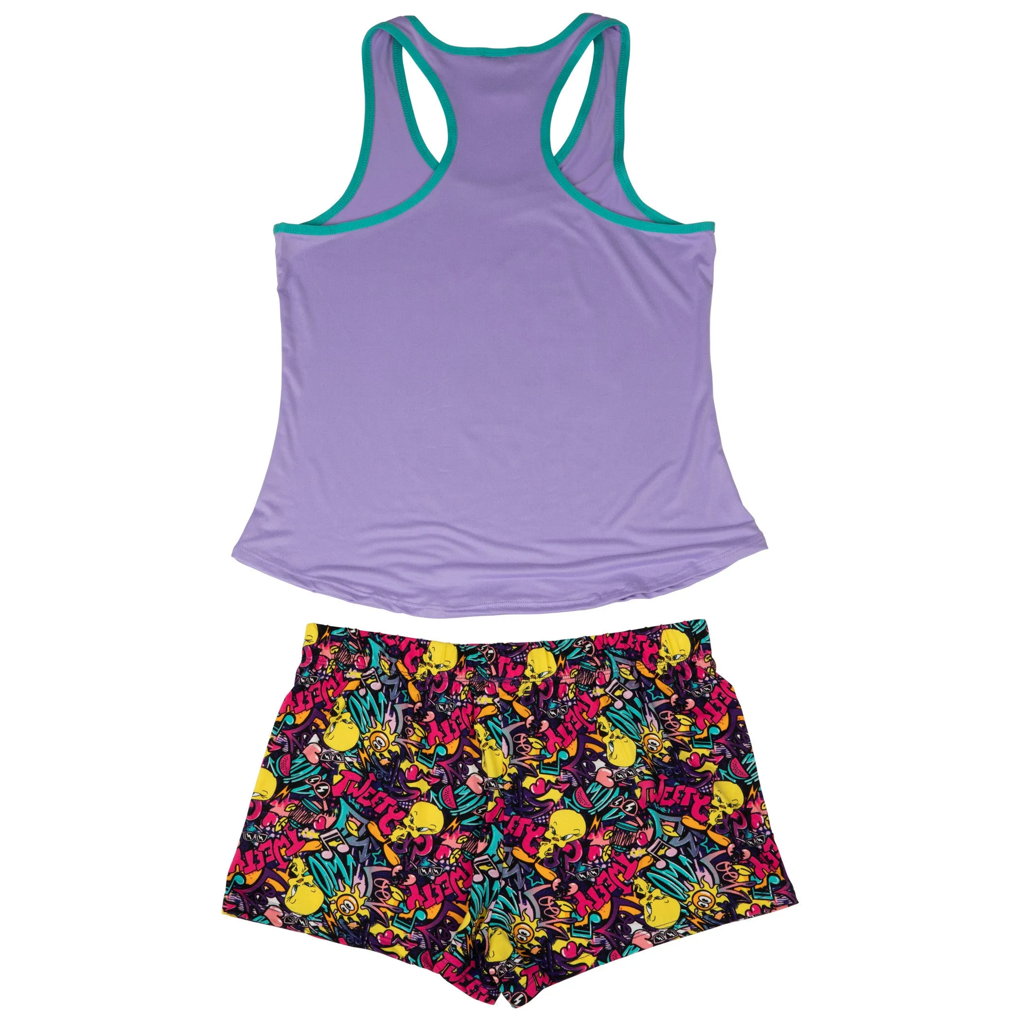 Looney Tunes Tweety Bird Graffiti Knit Racer Back Tank and Shorts Set