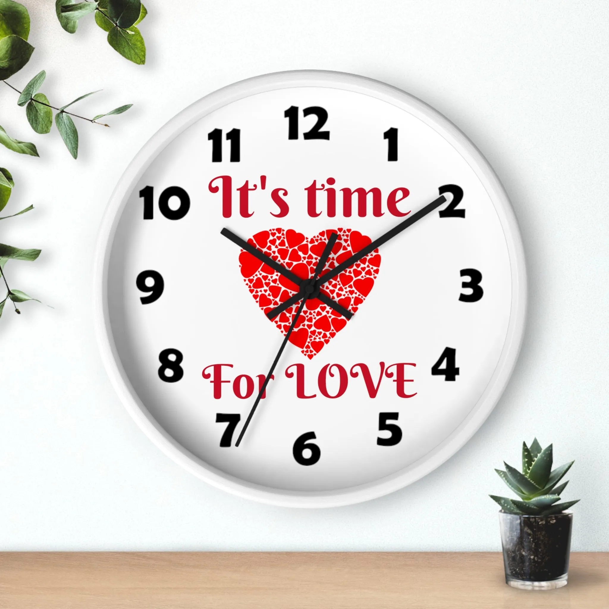 Love Wall Clock, Valentine Wall Clock,  It's Time For Love Wall Clock