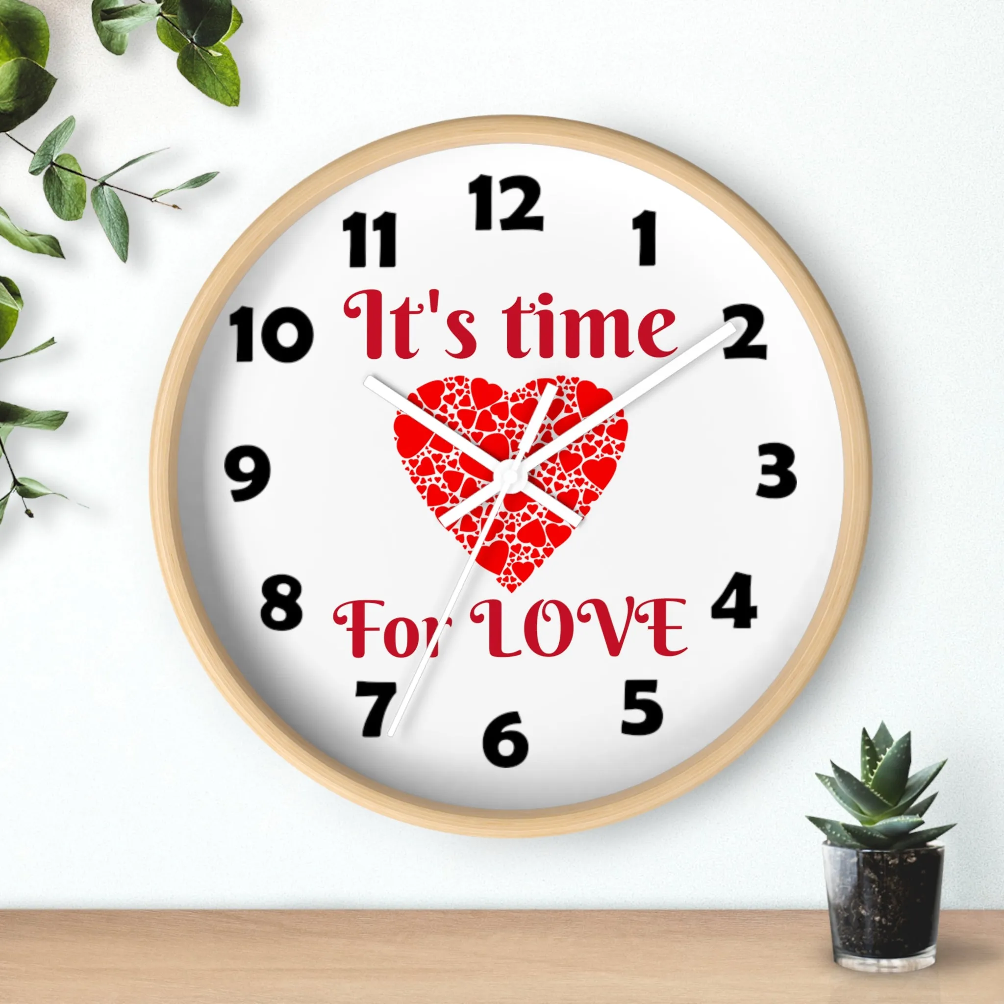 Love Wall Clock, Valentine Wall Clock,  It's Time For Love Wall Clock