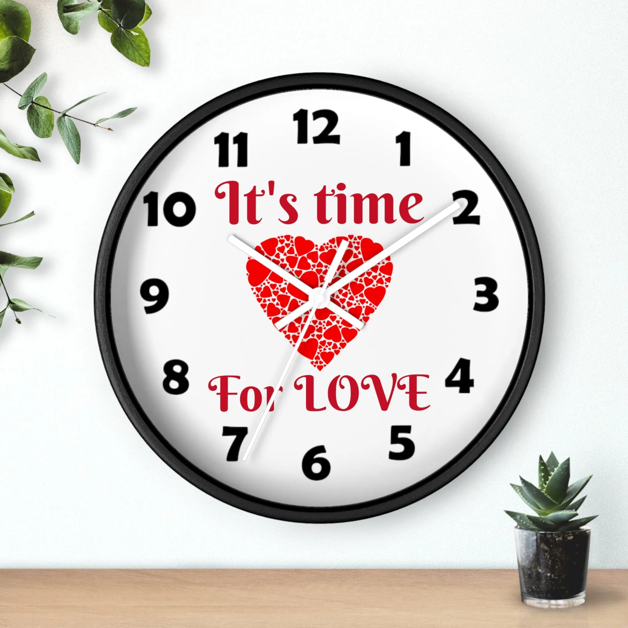 Love Wall Clock, Valentine Wall Clock,  It's Time For Love Wall Clock