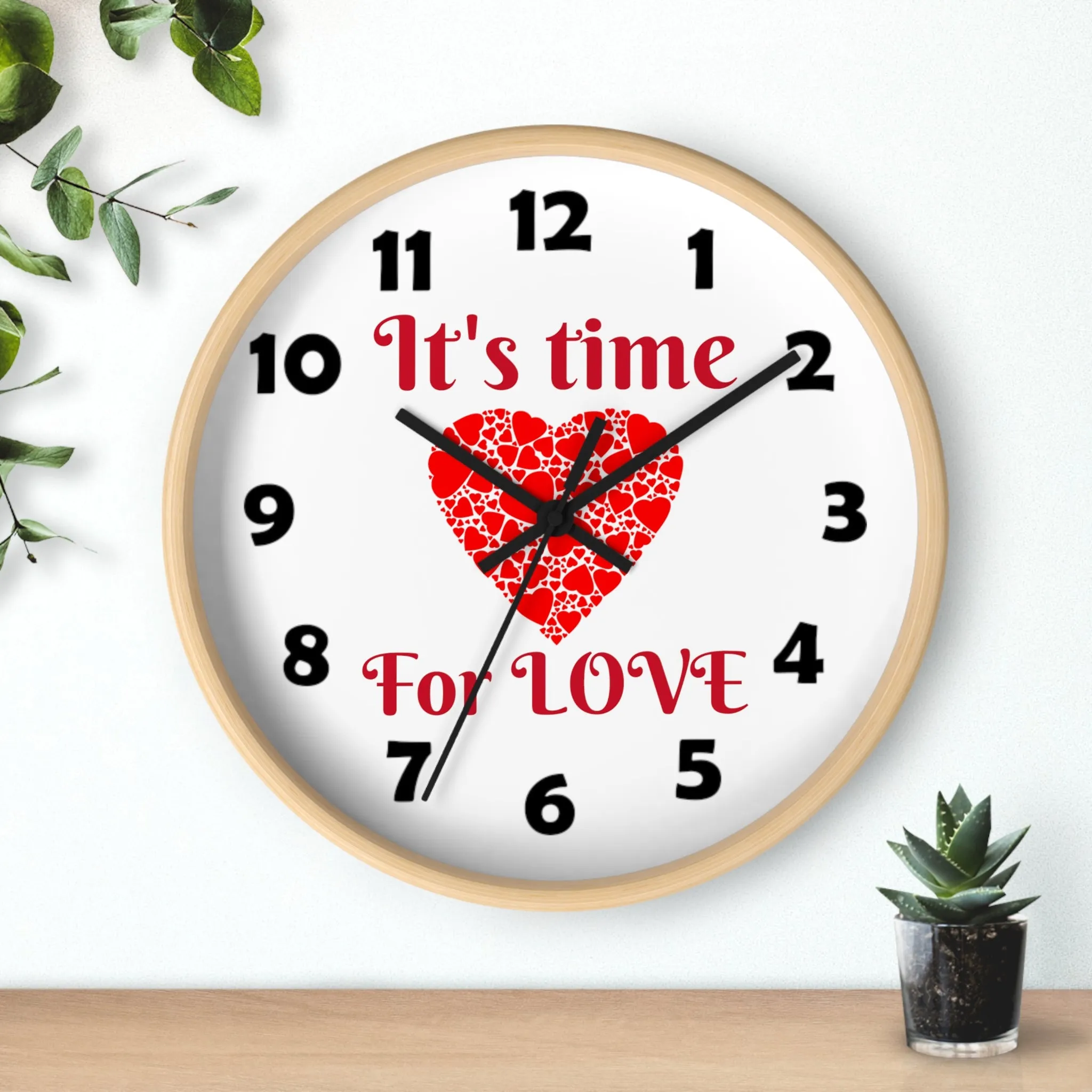 Love Wall Clock, Valentine Wall Clock,  It's Time For Love Wall Clock