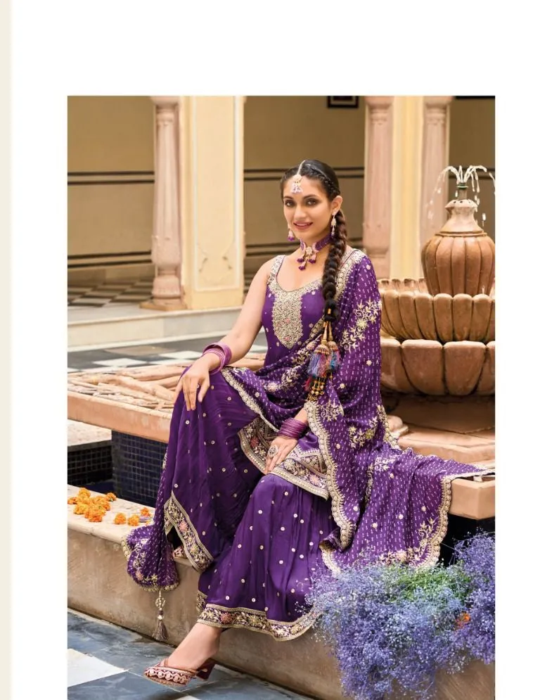 Luxury Wedding wear Top Plazo and Dupatta Women Kurta Suit