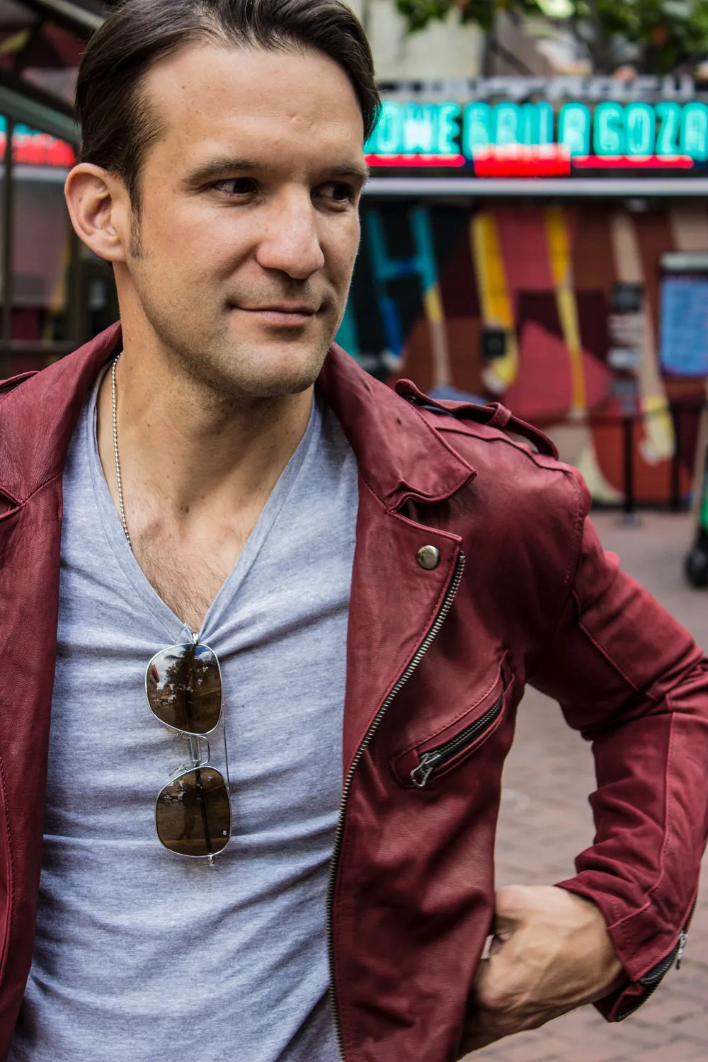 MELBOURNE LT Lightweight Leather Jacket - Special Edition - Burgundy -