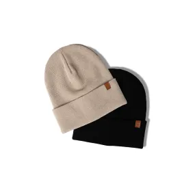 MENIQUE Beanies 2-Pack Black/Creamy beige