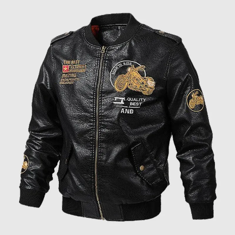 Men’s Black Style Army Flight Leather Bomber Jacket