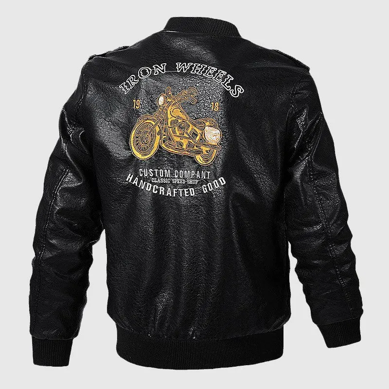 Men’s Black Style Army Flight Leather Bomber Jacket