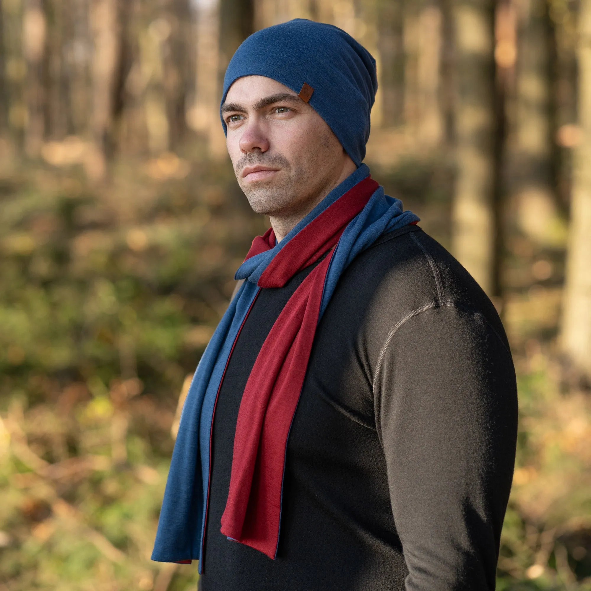 Men's Merino Scarf Denim/Royal Cherry