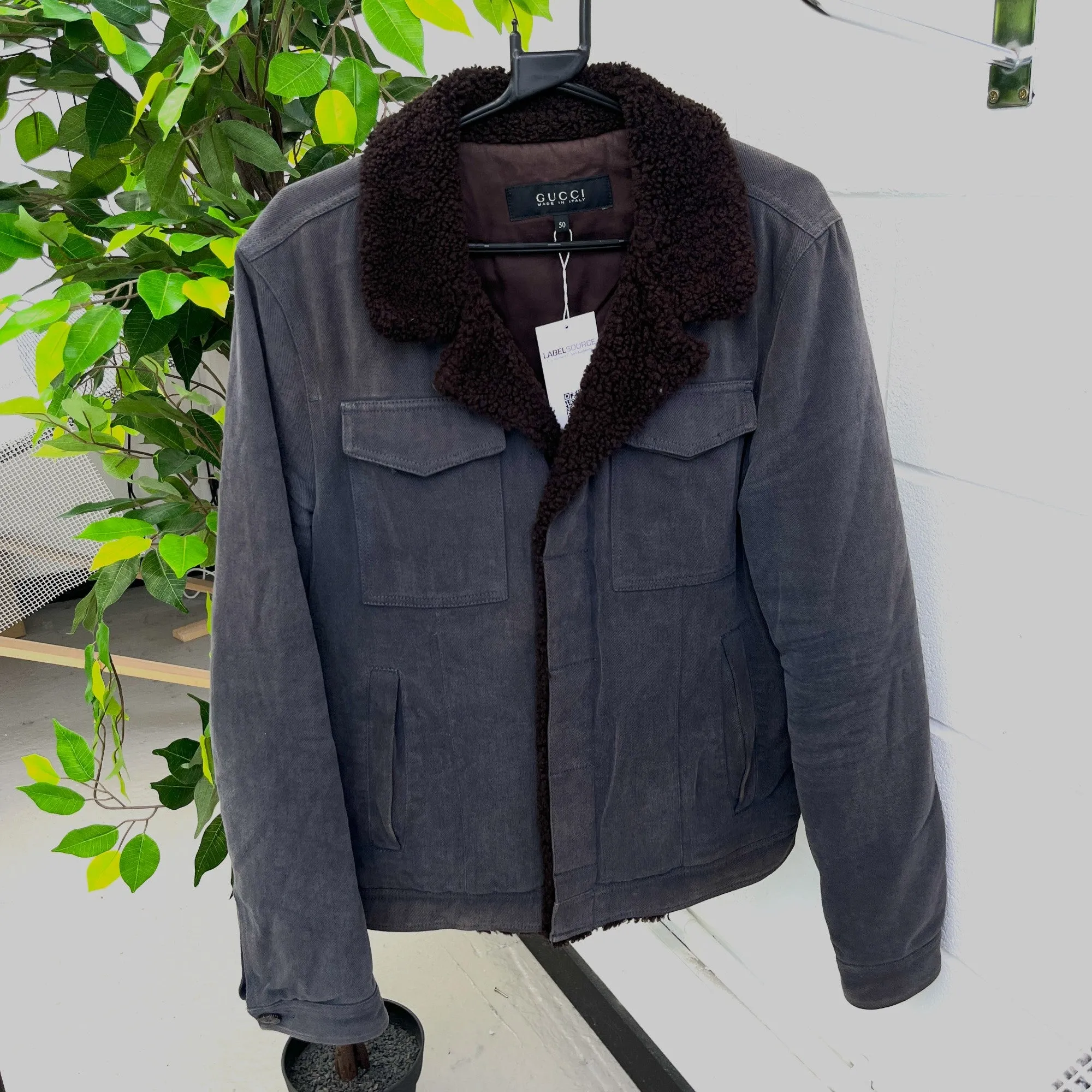 Men's Shearling Jacket Navy Size IT 50 / L