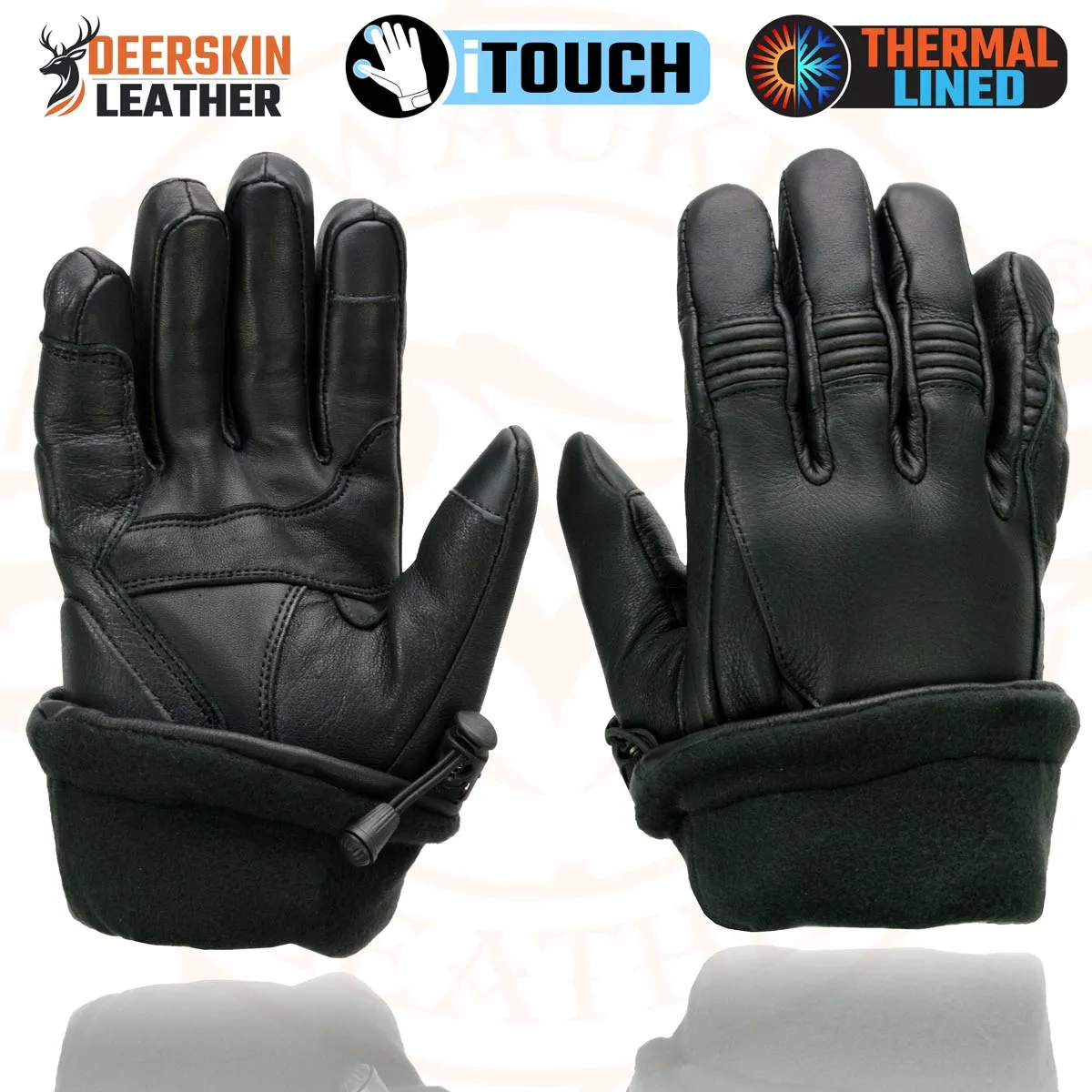 Milwaukee Leather MG7518 Men's Black Deerskin Gauntlet Motorcycle Hand