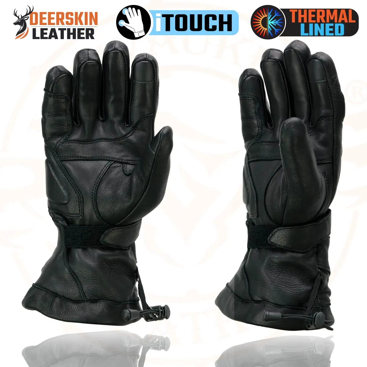 Milwaukee Leather MG7518 Men's Black Deerskin Gauntlet Motorcycle Hand