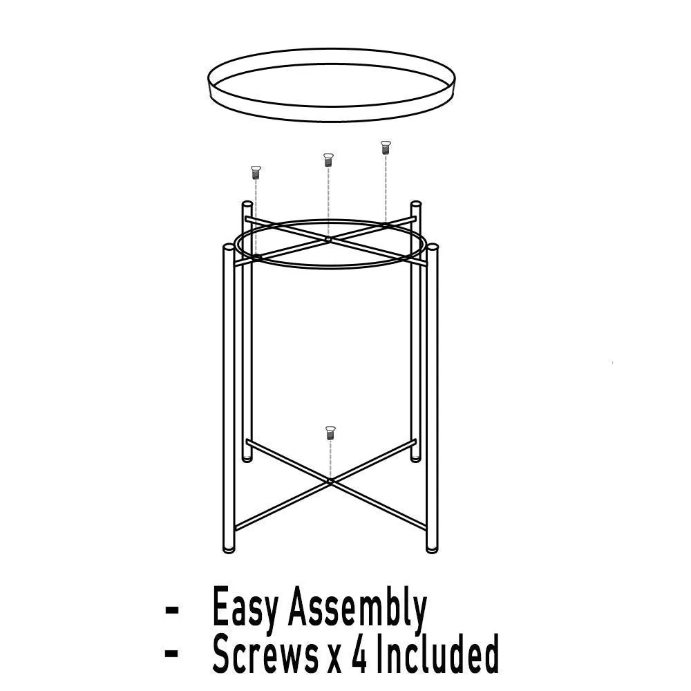 Minimalist Metal Round Tray Side Table-White