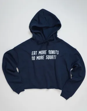 More Donuts. More Squats. Navy Blue Cropped Hoodie