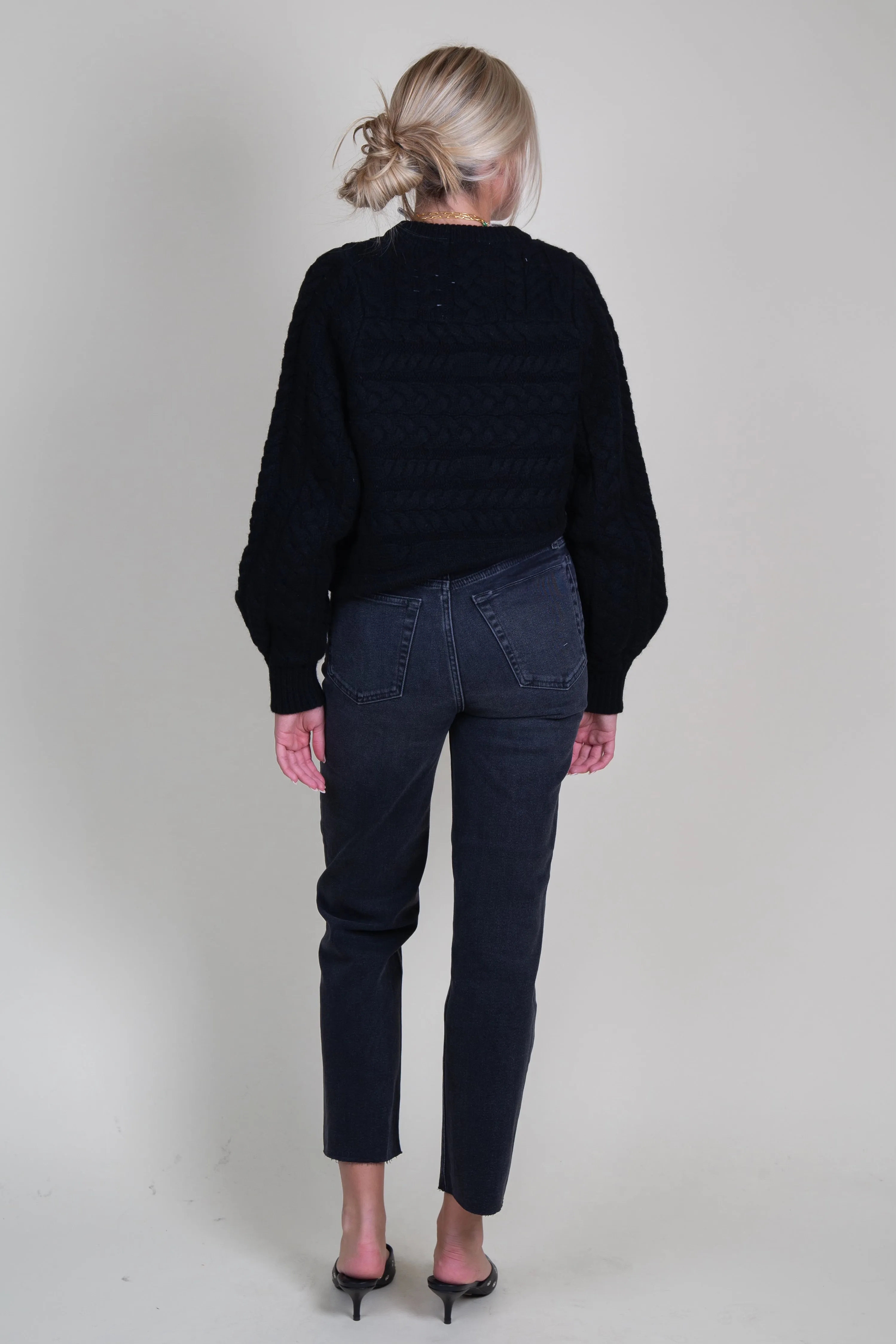 MOUSSY | MV Cable Knitting Sweater - Black