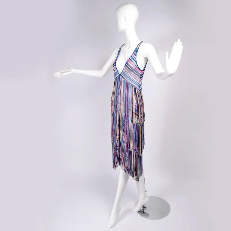 Multi-Colored Tiered Fringe Dress with Matching Fringe Jacket Size 2/4