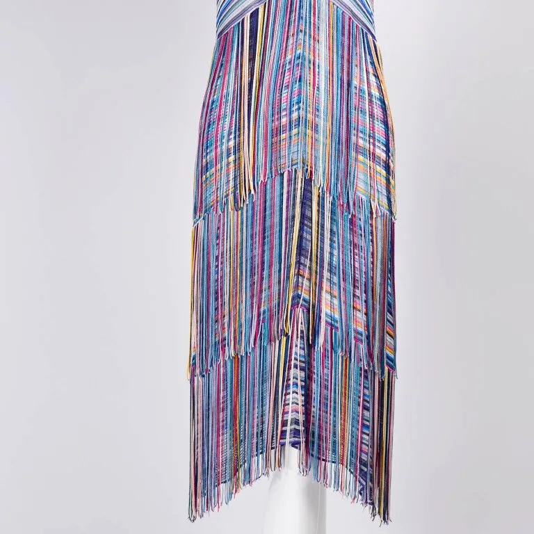 Multi-Colored Tiered Fringe Dress with Matching Fringe Jacket Size 2/4