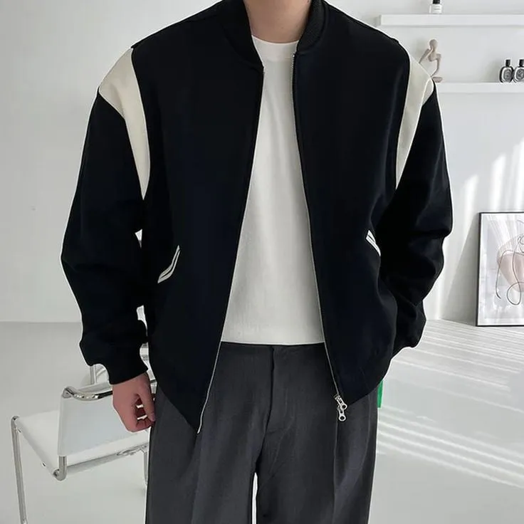 New Retro Bomber Jacket High Street Korean Fashion College Style Jacket For Men