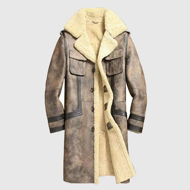 New Style 2022 Men Best High Quality Winter Handmade Sheepskin Shearling Leather Coat