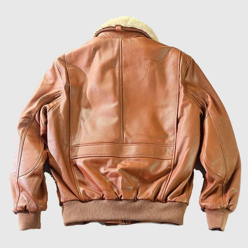 New Style Air Force Flight Brown Leather Jacket