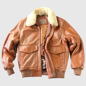 New Style Air Force Flight Brown Leather Jacket