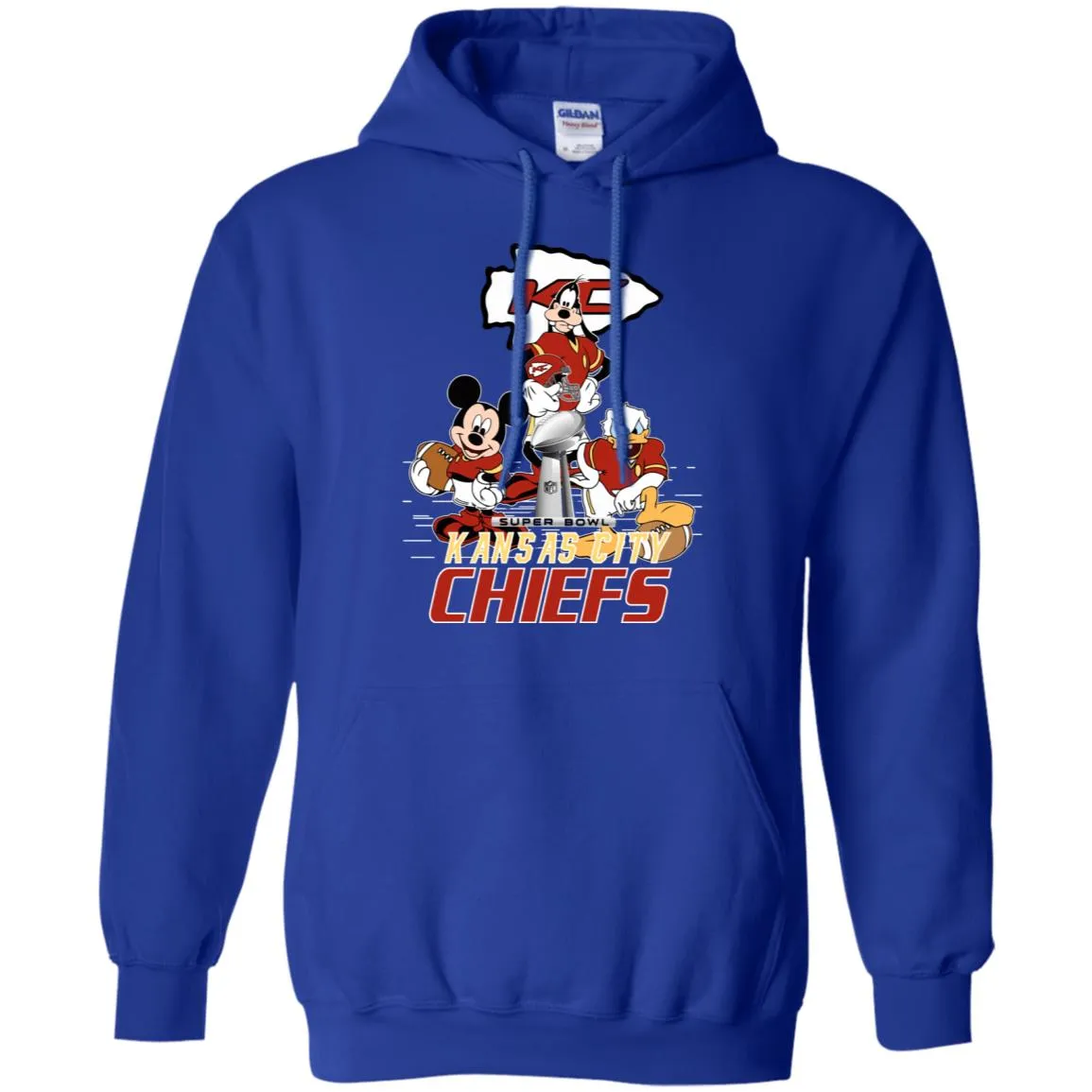 Nfl – Kansas City Chiefs Donald Duck Goofy Mickey Mouse Super Bowl 2019 Football Pullover Hoodie Sweatshirt