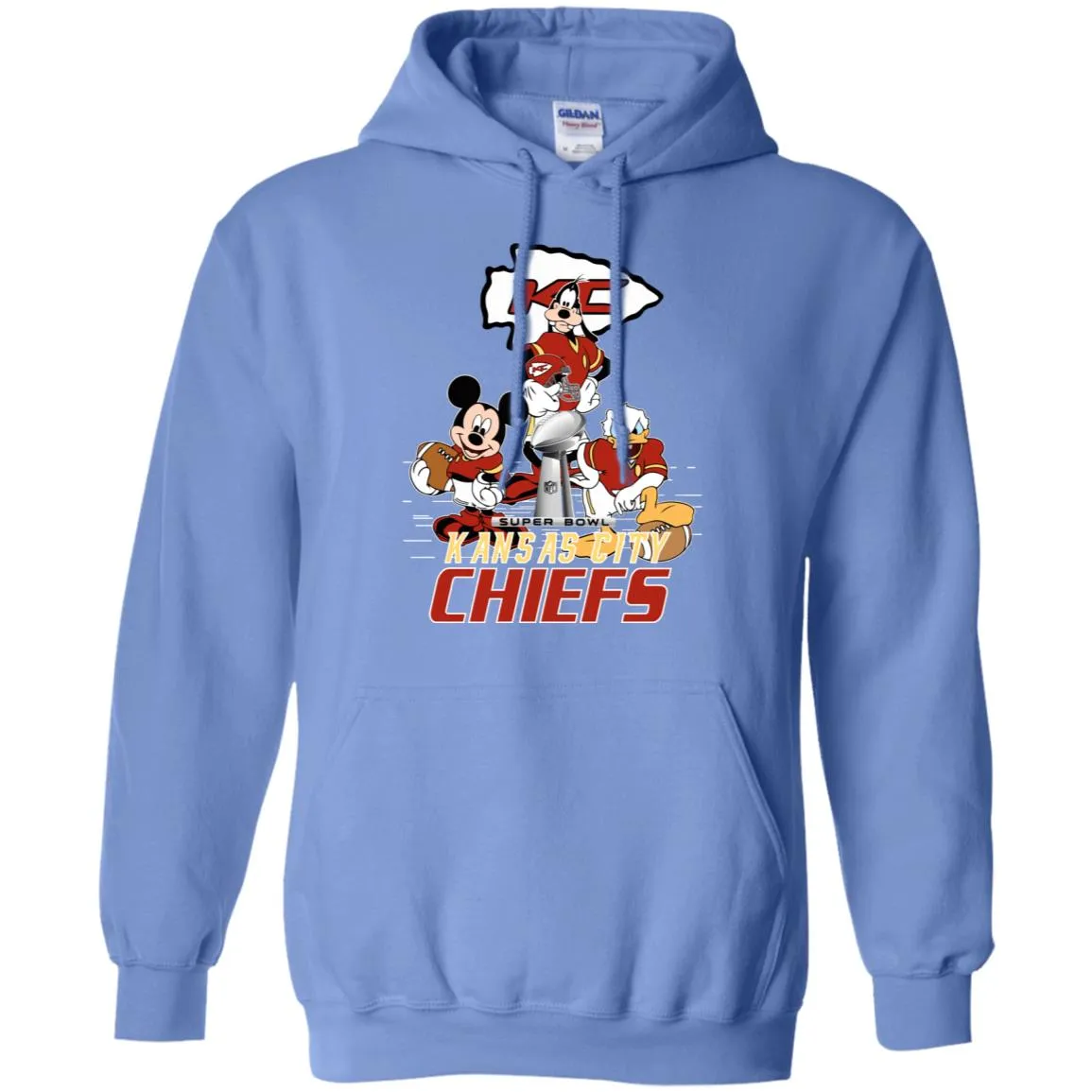 Nfl – Kansas City Chiefs Donald Duck Goofy Mickey Mouse Super Bowl 2019 Football Pullover Hoodie Sweatshirt