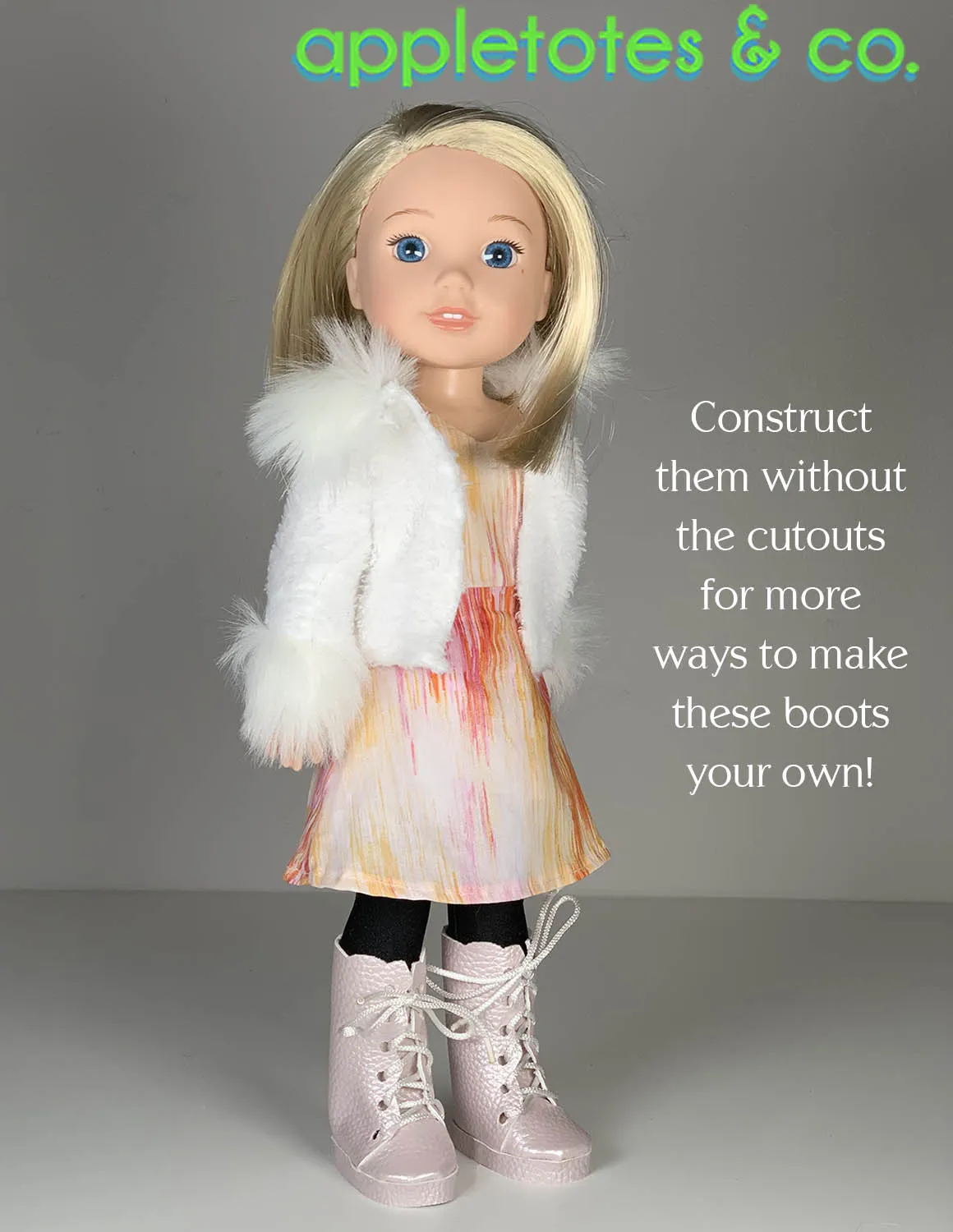 No-Sew Butterfly Boots 14 Inch Doll Sewing Pattern