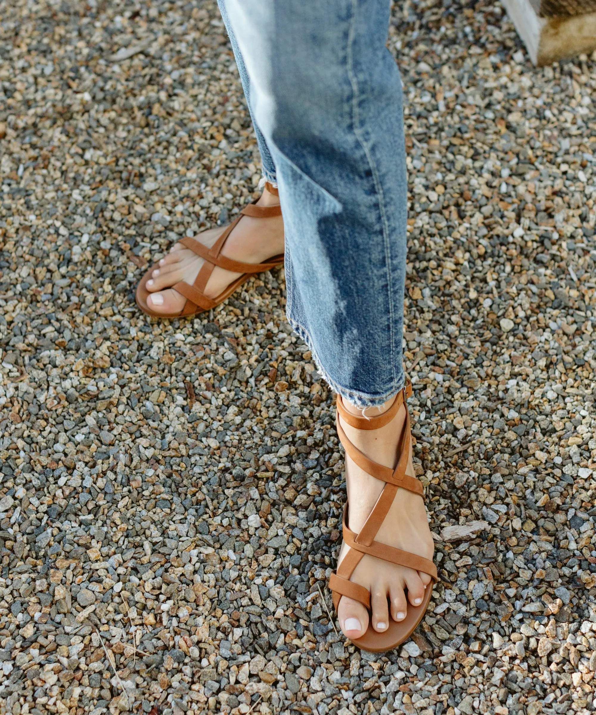 Oiled Leather Strappy Sandal