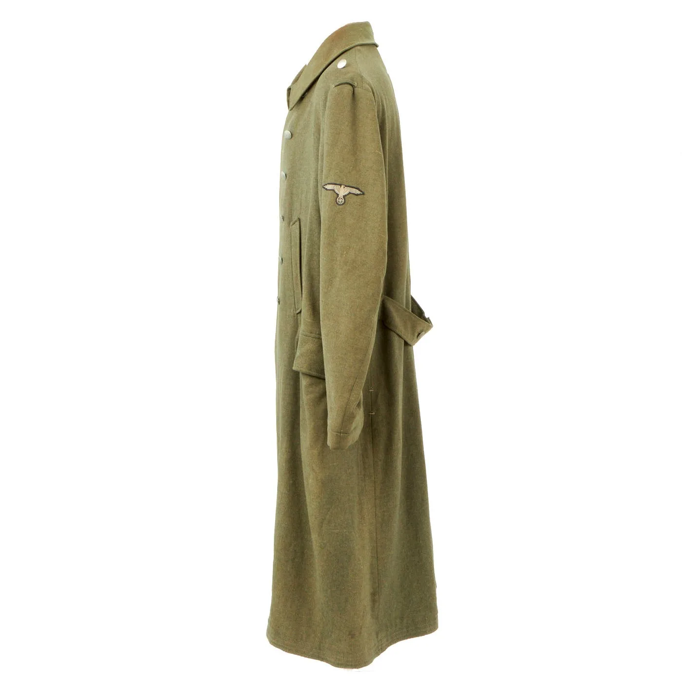 Original German WWII Wool SS M40 Greatcoat with "Hammerhead" Sleeve Eagle - Schutzstaffel