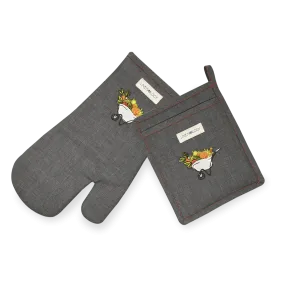 Oven Mitt & Pot Holder Set - A Barrow full of goodness - Black