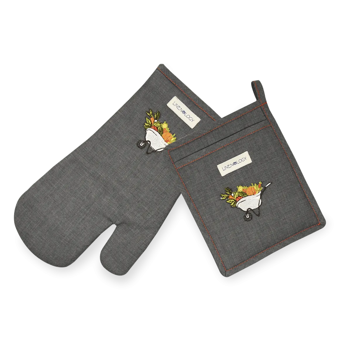 Oven Mitt & Pot Holder Set - A Barrow full of goodness - Black