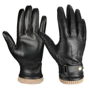 OZERO Men Cashmere Lined Leather Touchscreen Gloves | Winter Goatskin  Leather Driving Gloves