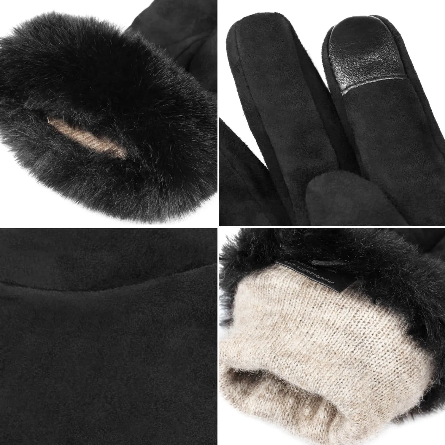 OZERO Women Touch Screen Leather Gloves | Winter Deerskin Gloves